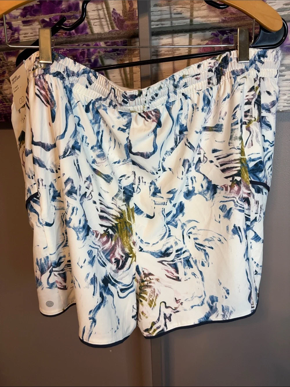 Women’s CALIA White Marble-Print Women’s High Rise Step Up Running Shorts